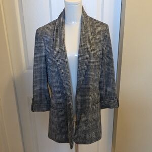 NWT Anne Klein Plaid Houndstooth Metallic Blazer 3/4 Sleeve Jacket